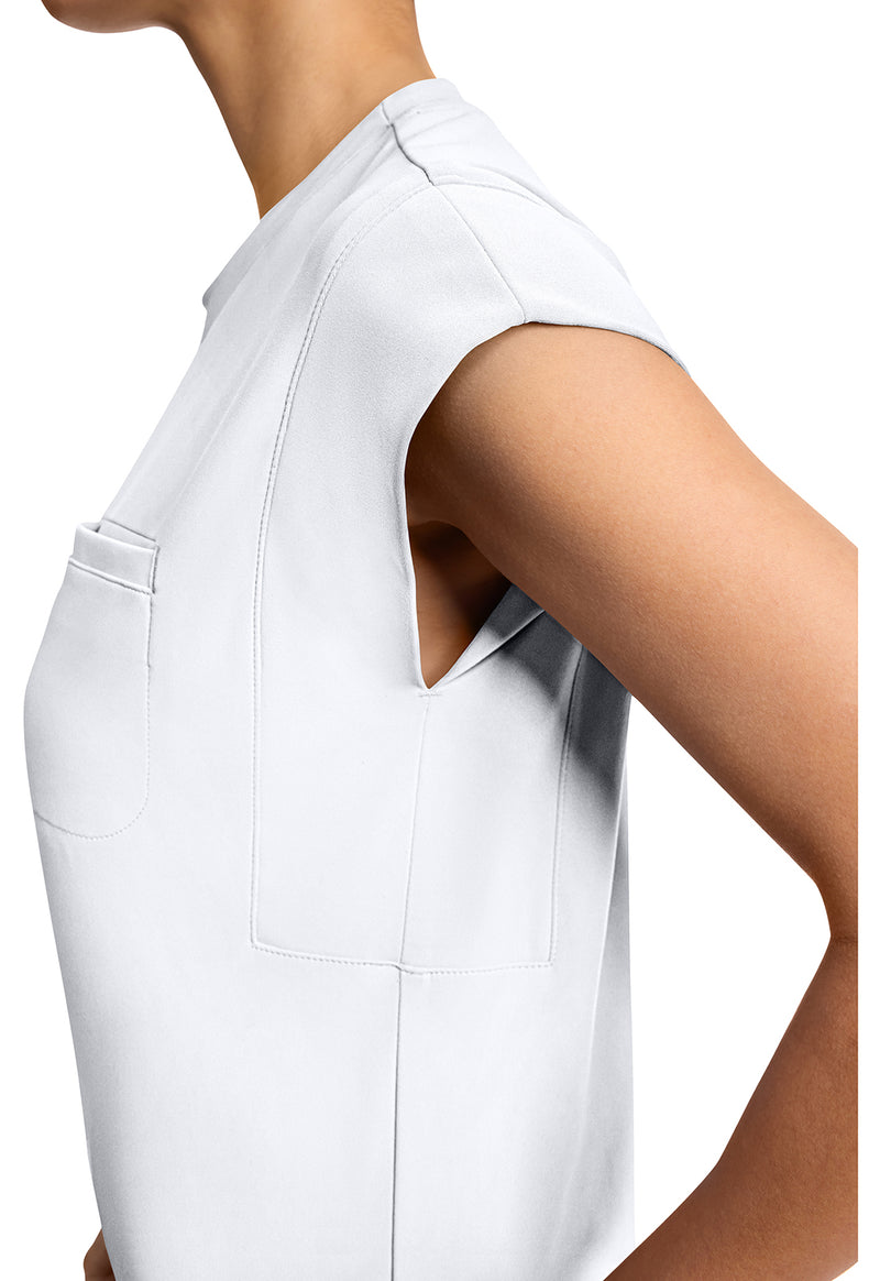 WHITE - Women's 1-Pocket Crew Neck Scrub Top (View 4)