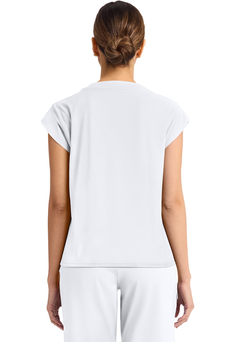WHITE - Cherokee Achieve Women Scrub Top - Back View