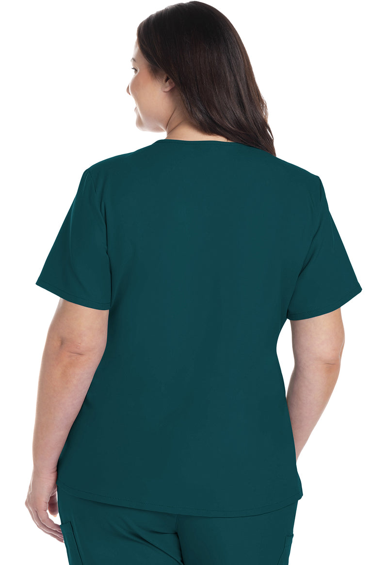Caribbean Blue - Cherokee WW Originals Ultra Women Scrub Top - Back View