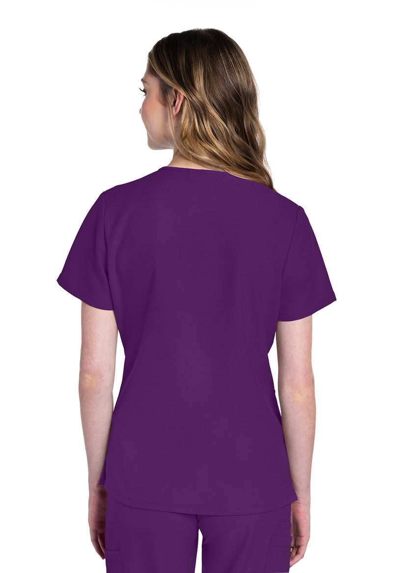 Eggplant - Cherokee WW Originals Ultra Women Scrub Top - Back View