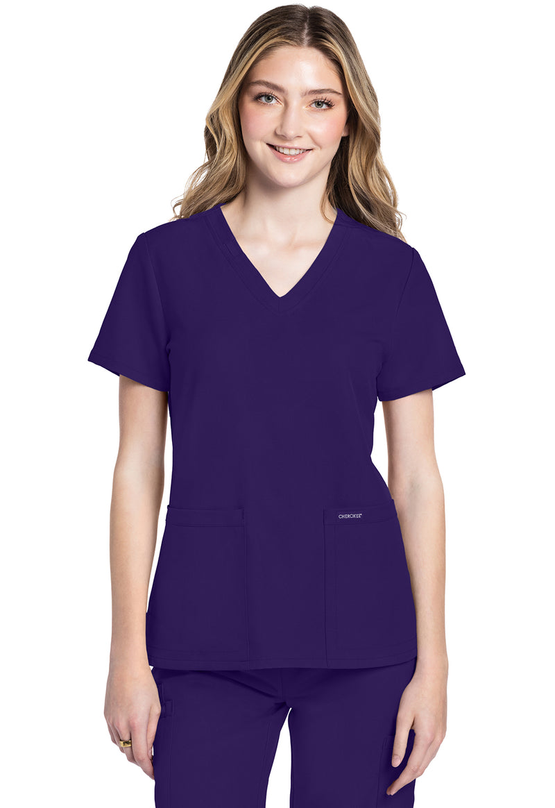 Grape - Cherokee WW Originals Ultra Women Scrub Top - Front View