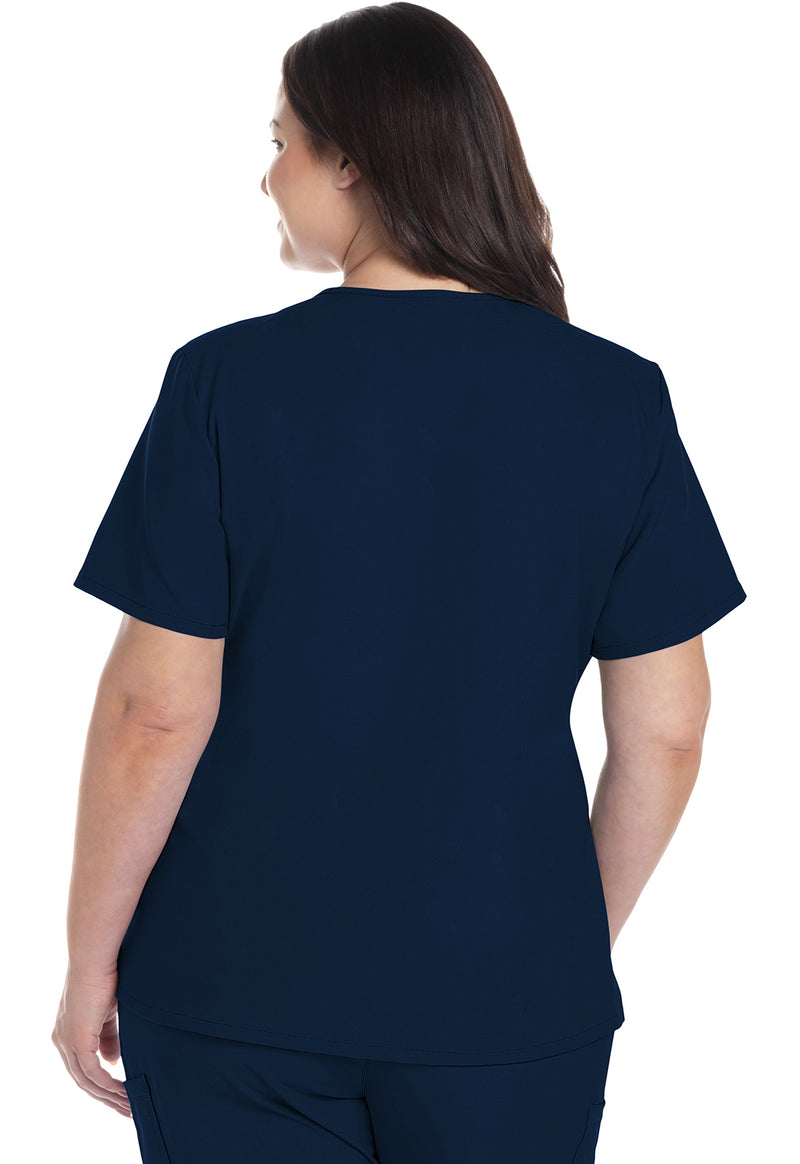 Navy - Cherokee WW Originals Ultra Women Scrub Top - Back View