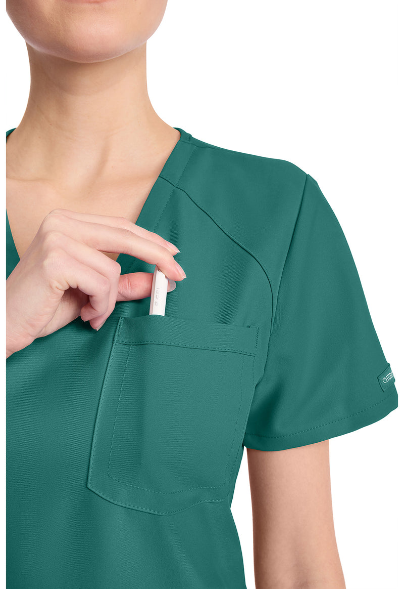 teal blue - Women's Tuck-in V-Neck Top (View 3)