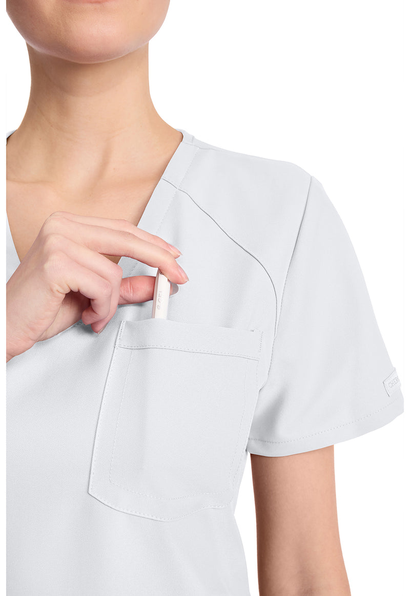White - Women's Tuck-in V-Neck Scrub Top (View 3)