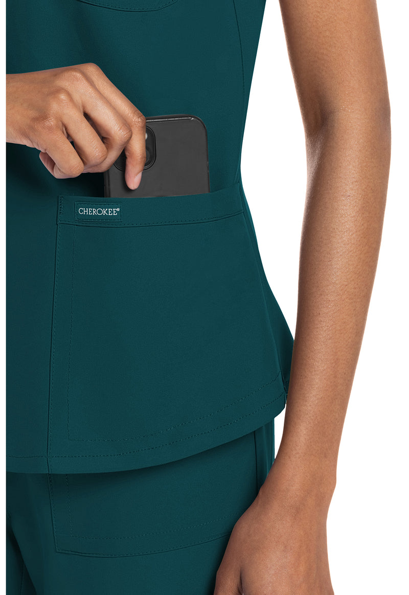 Caribbean Blue - Women's V-Neck Scrub Top (View 3)