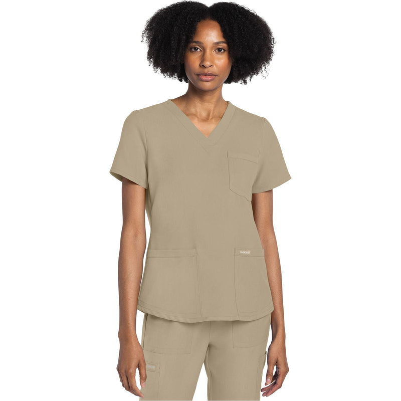 khaki - V-Neck Top