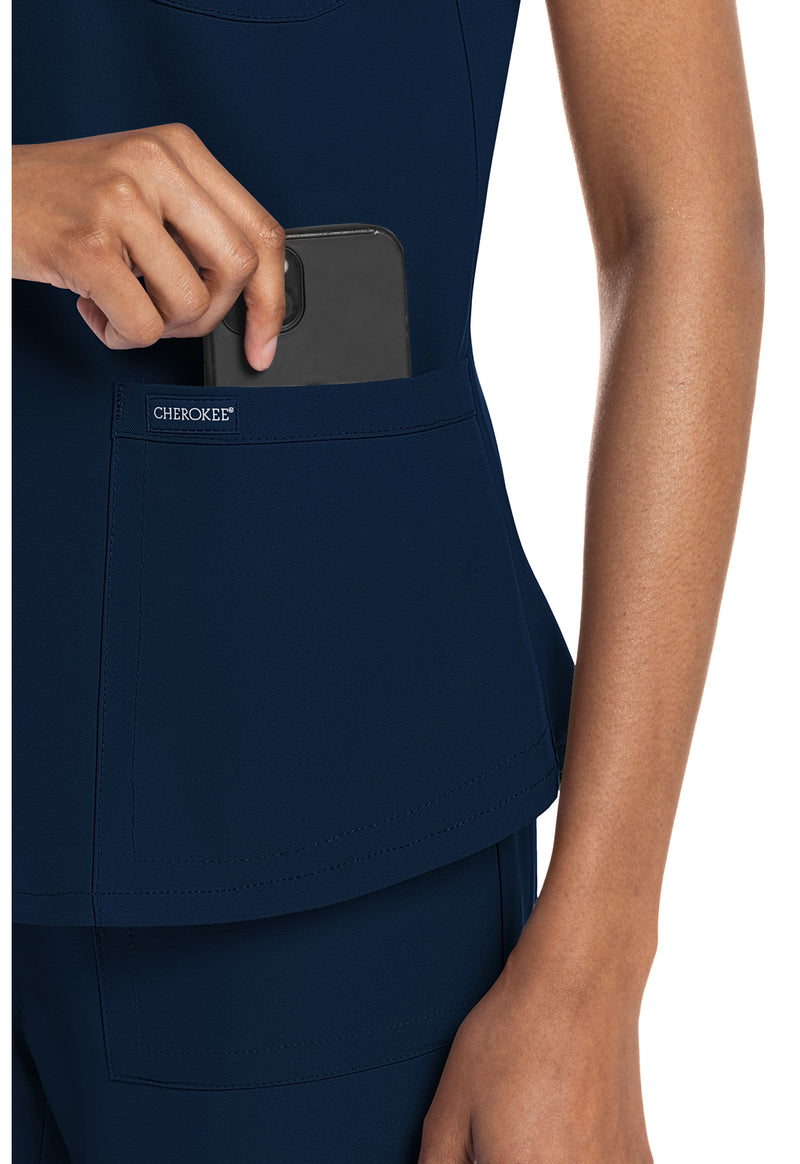 Navy - Women's V-Neck Scrub Top (View 3)