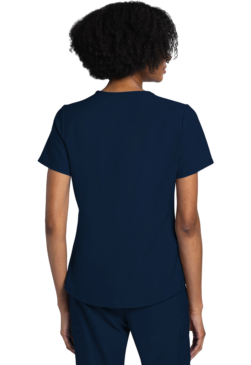 Navy - Cherokee WW Originals Ultra Women Scrub Top - Back View
