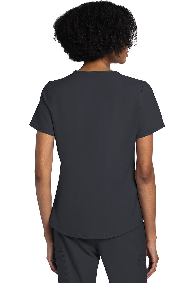 Pewter - Cherokee WW Originals Ultra Women Scrub Top - Back View
