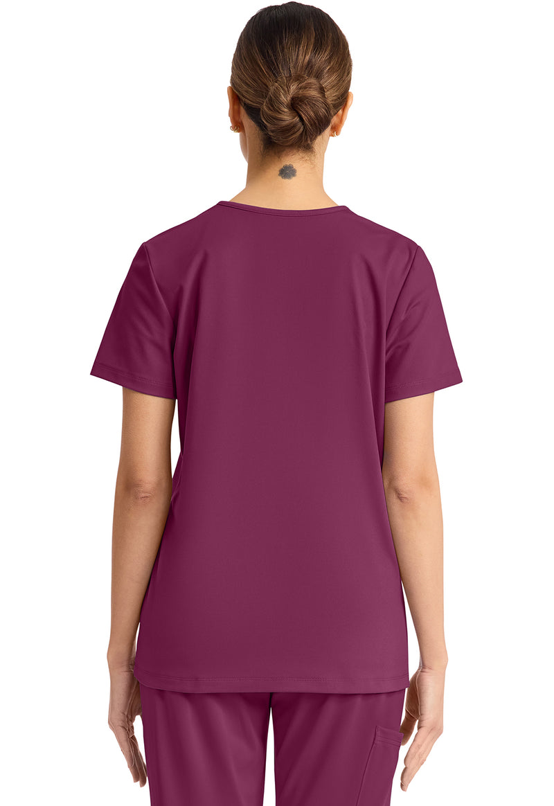 Wine - Cherokee Achieve Women Scrub Top - Back View