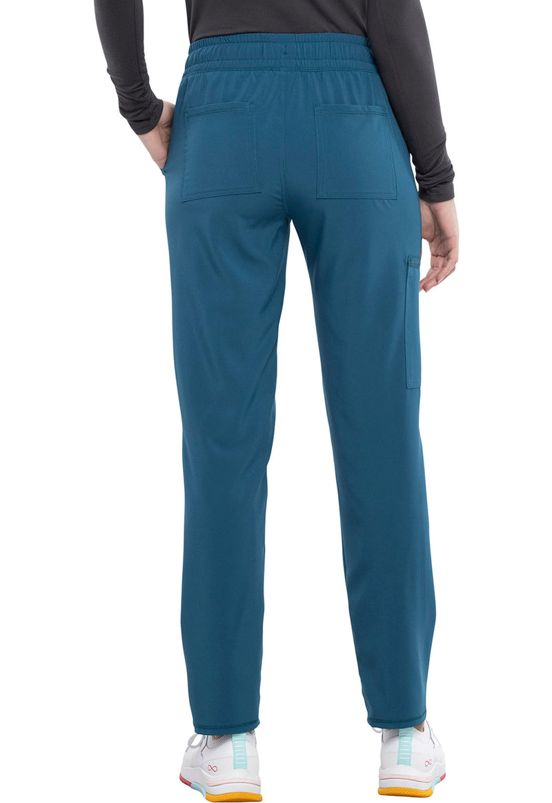 Caribbean Blue - Women's Mid Rise Drawstring Tapered Leg Scrub Pants – Petite (Back)