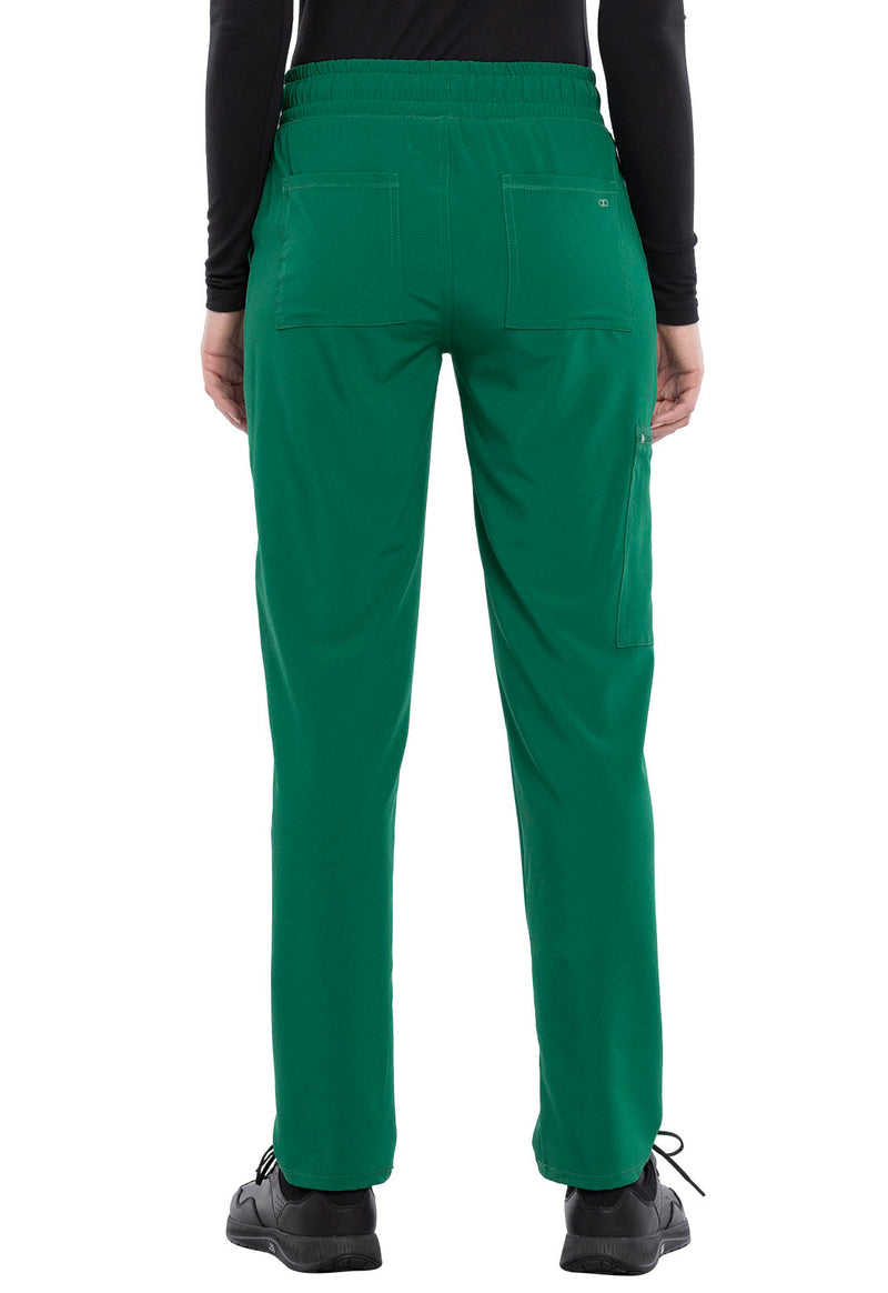 Hunter Green - Women's Mid Rise Drawstring Tapered Leg Scrub Pants – Petite (Back)