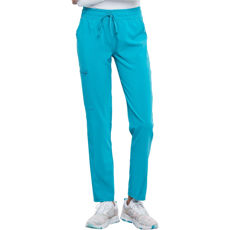 teal blue - Mid Rise Drawstring Tapered Leg Pant