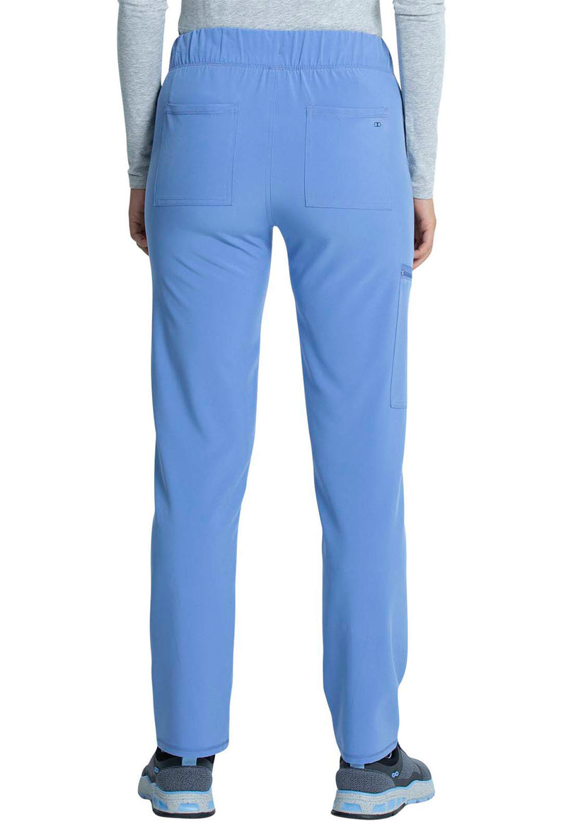 Ciel Blue - Women's Mid Rise Drawstring Tapered Leg Scrub Pants – Tall (Back)
