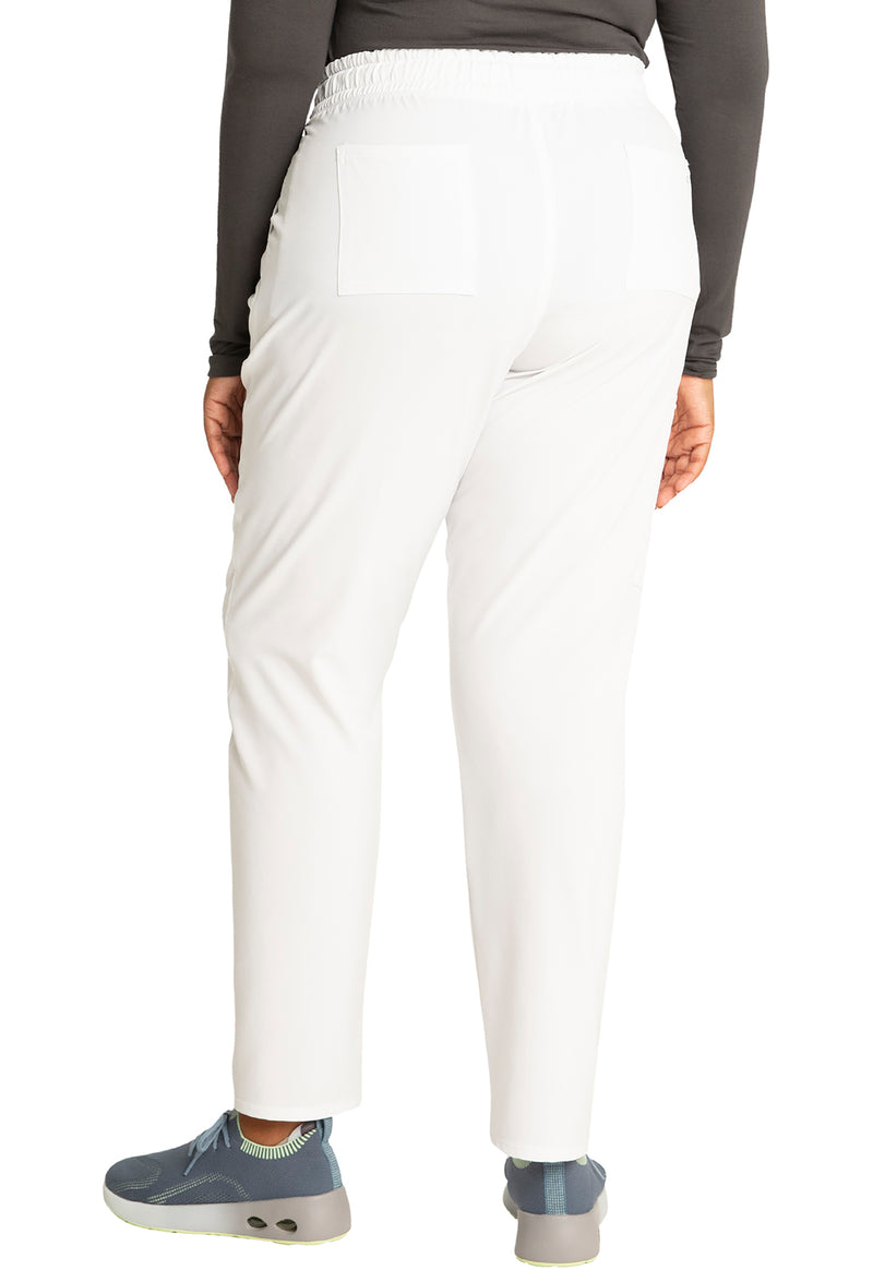 White - Women's Mid Rise Drawstring Tapered Leg Scrub Pants – Tall (Back)