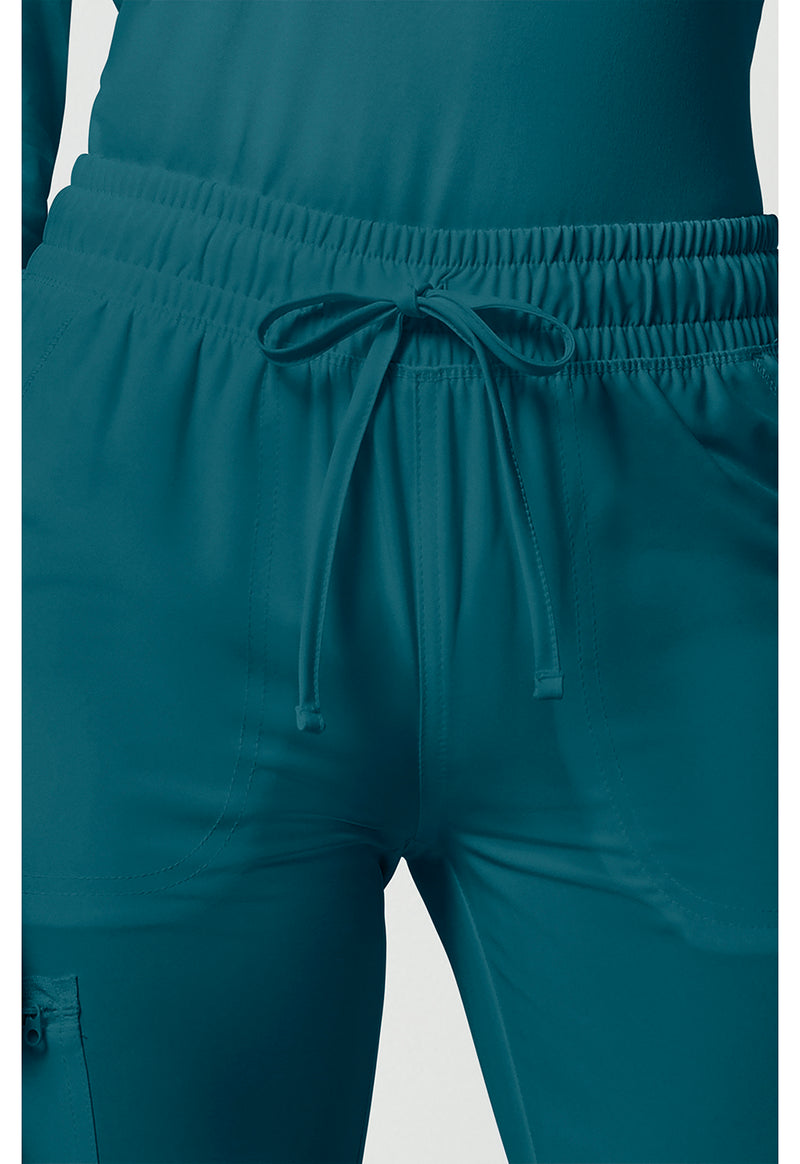 Caribbean Blue - Women's Mid Rise Drawstring Tapered Leg Scrub Pants – Regular (View 2)