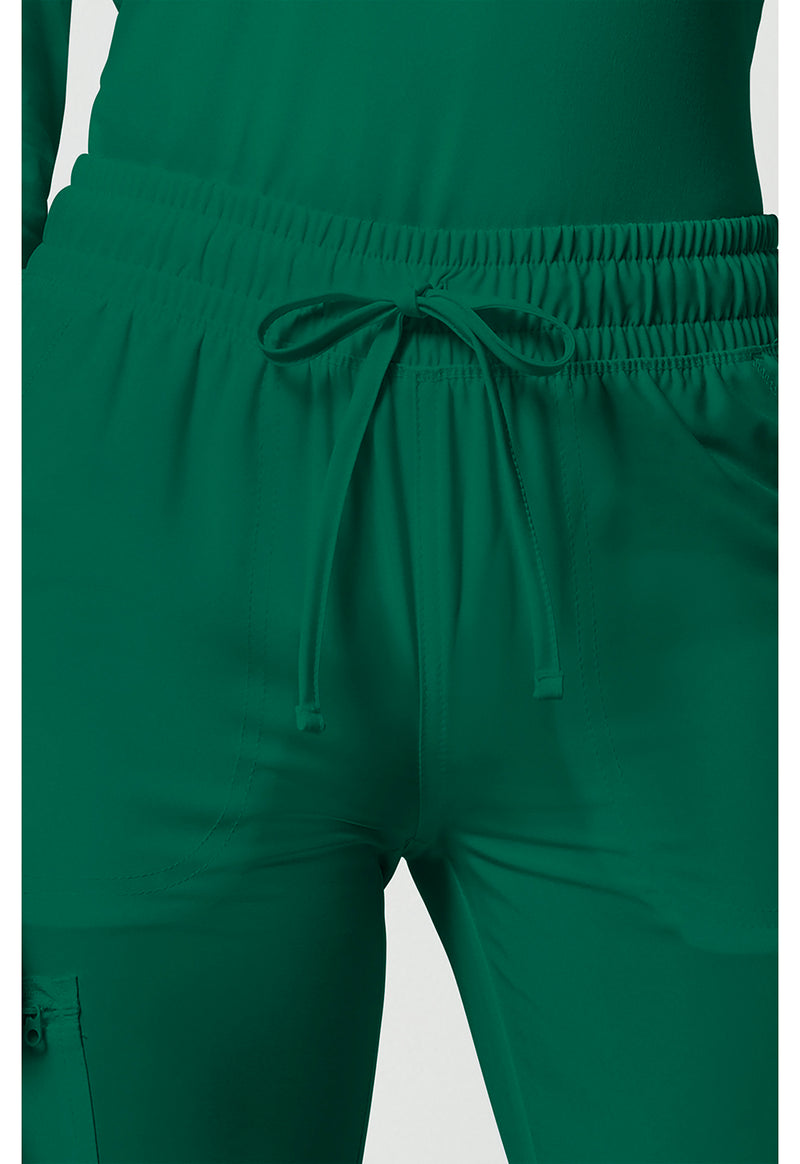 Hunter Green - Women's Mid Rise Drawstring Tapered Leg Scrub Pants – Regular (View 2)