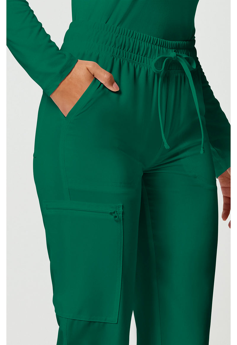 Hunter Green - Women's Mid Rise Drawstring Tapered Leg Scrub Pants – Regular (View 3)