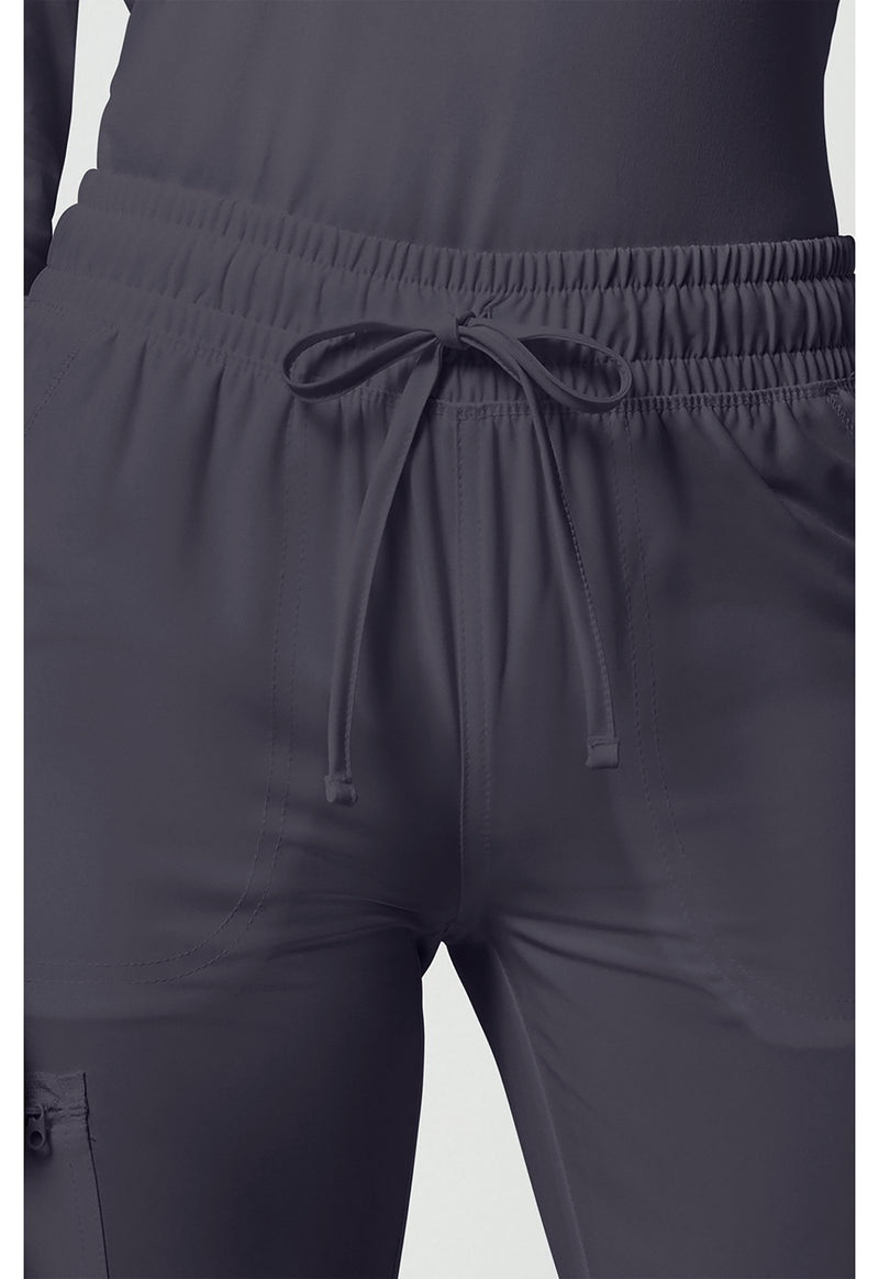 Pewter - Women's Mid Rise Drawstring Tapered Leg Scrub Pants – Regular (View 2)