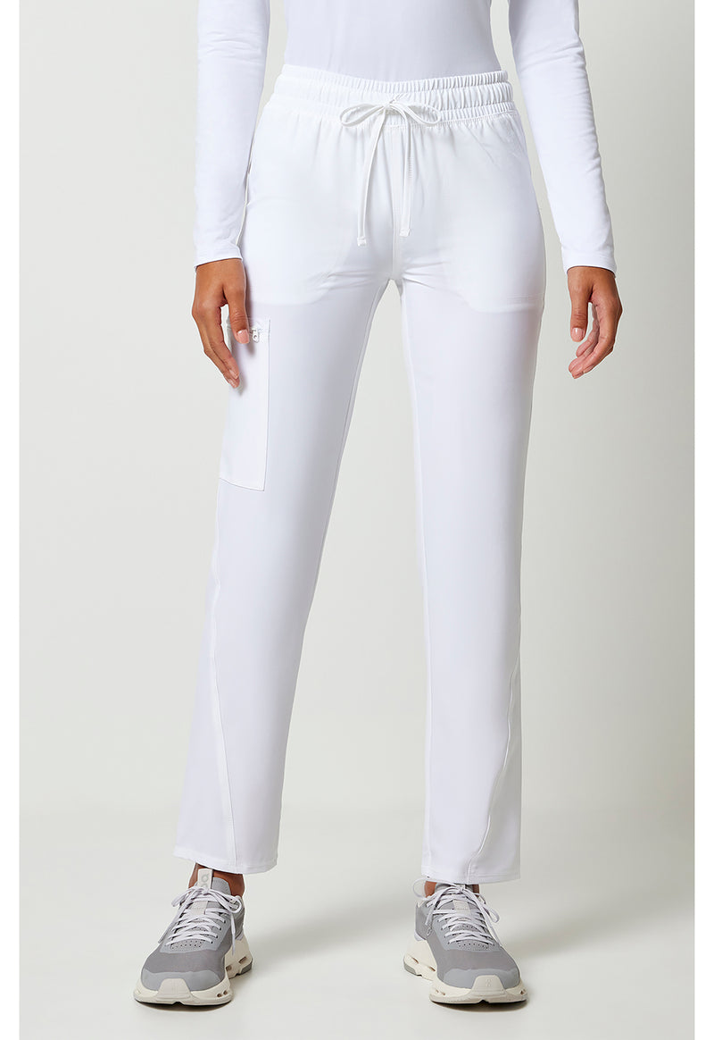 White - Cherokee Allura Women Scrub Pants - Front View