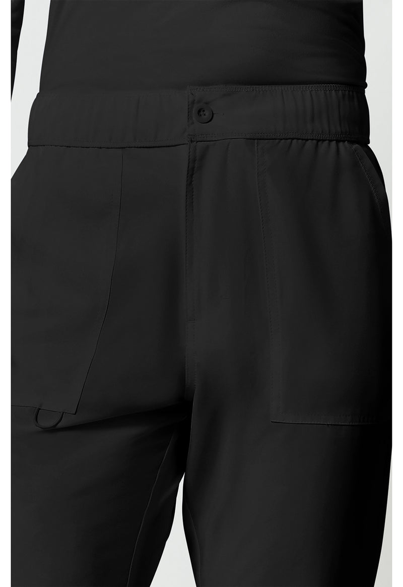 Black - Men's Fly Front Cargo Scrub Pants (View 2)