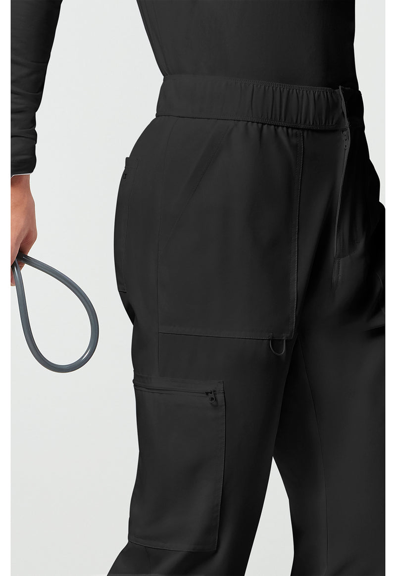 Black - Men's Fly Front Cargo Scrub Pants (View 3)