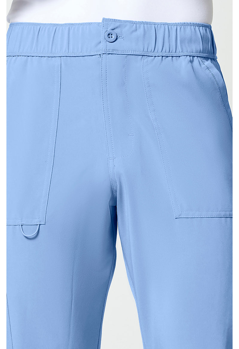 Ciel Blue - Men's Fly Front Cargo Scrub Pants (View 2)