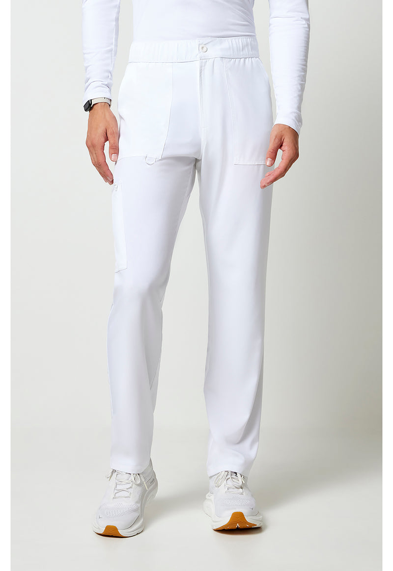 White - Cherokee Allura Men Scrub Pants - Front View
