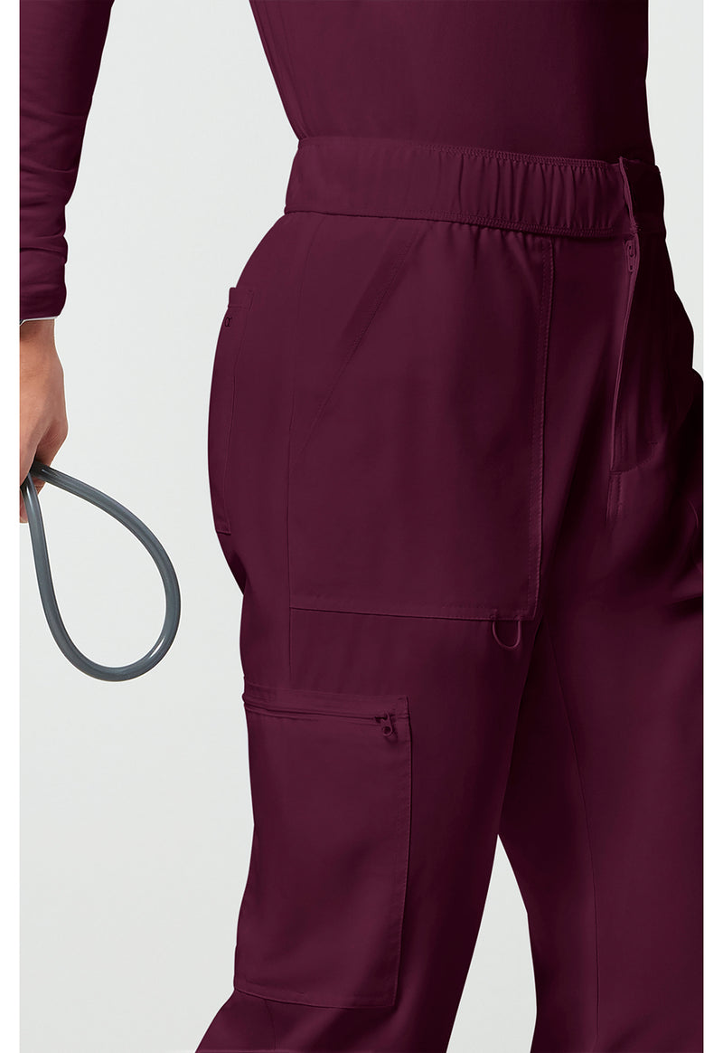 Wine - Men's Fly Front Cargo Scrub Pants (View 3)