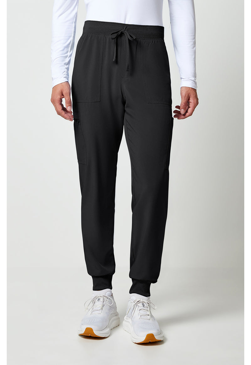 Black - Cherokee Allura Men Scrub Pants - Front View