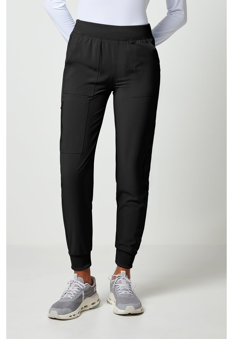 Black - Cherokee Allura Women Scrub Pants - Front View