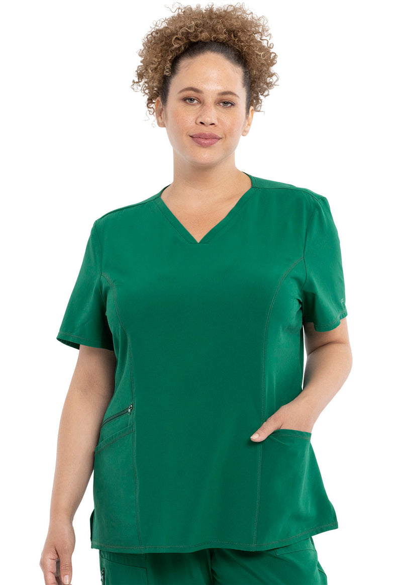 Hunter Green - Cherokee Allura Women Scrub Top - Front View