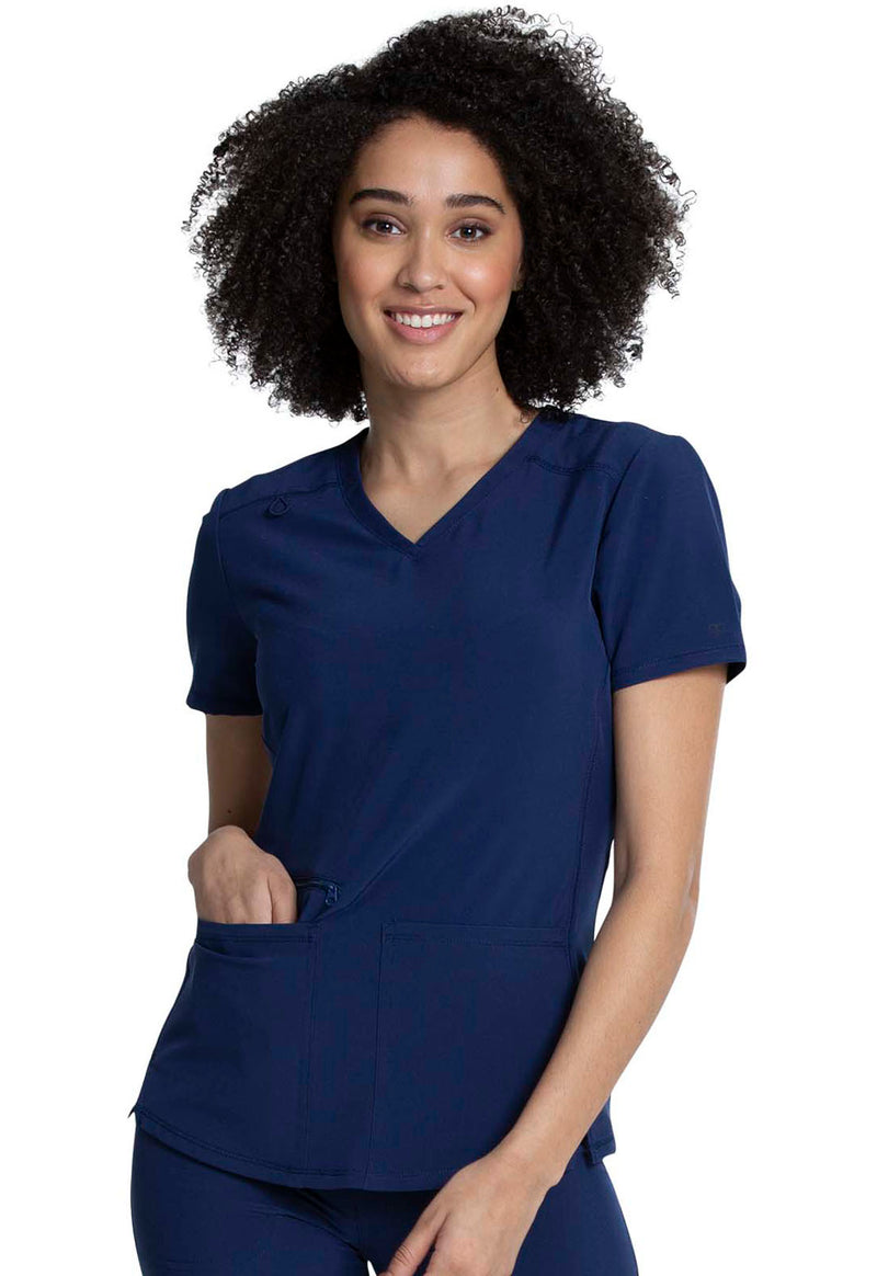 Navy - Cherokee Allura Women Scrub Top - Front View