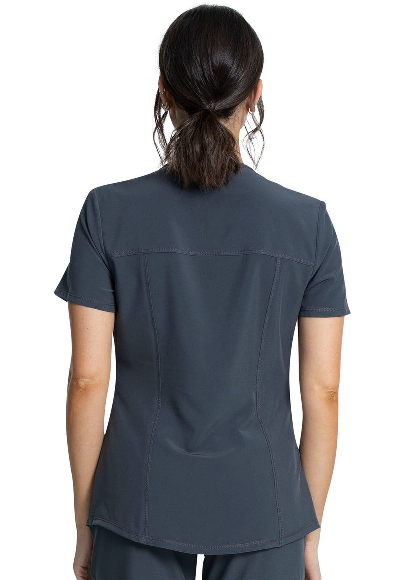 Pewter - Cherokee Allura Women Scrub Top - Back View