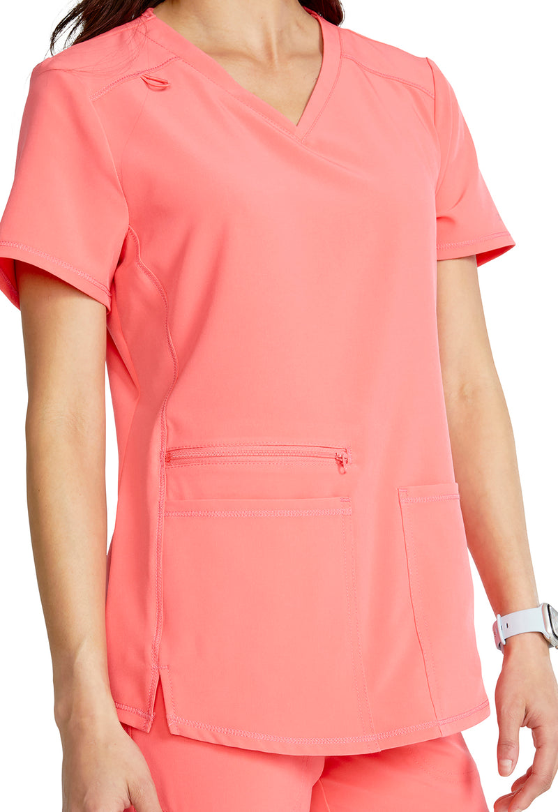 Soft Pomegranate - Women's V-Neck Scrub Top (View 4)