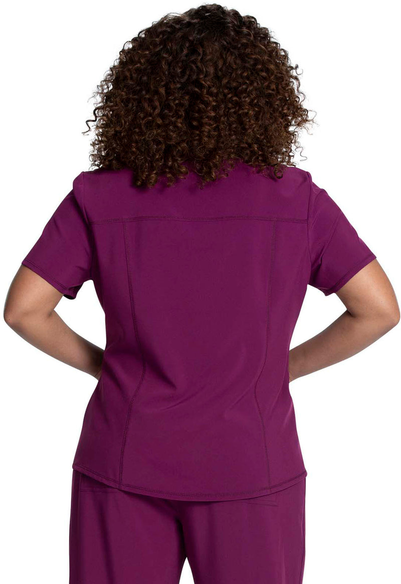 Wine - Cherokee Allura Women Scrub Top - Back View