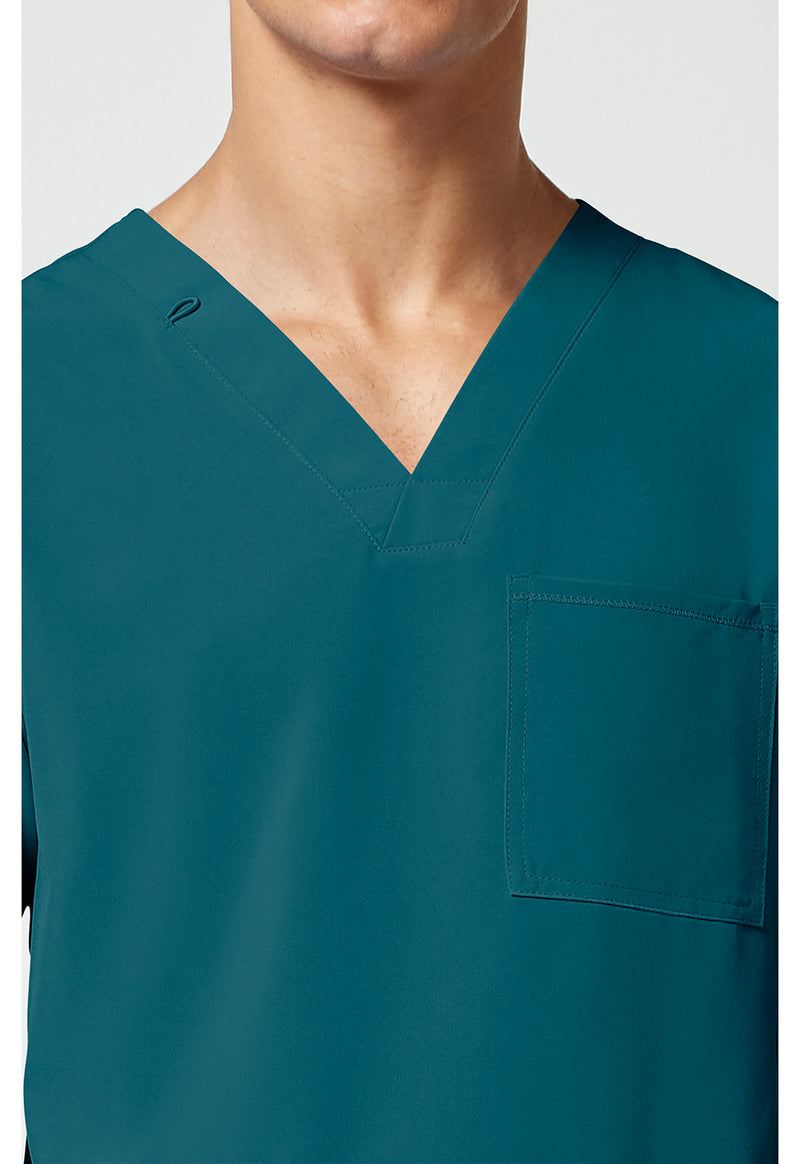 Caribbean Blue - Men's V-Neck Scrub Top (View 2)