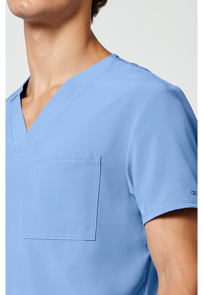 Ciel Blue - Men's V-Neck Scrub Top (View 3)