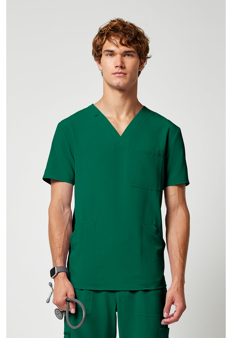Hunter Green - Cherokee Allura Men Scrub Top - Front View