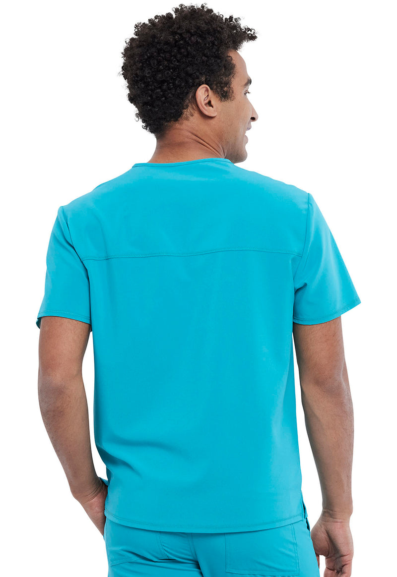 Teal Blue - Cherokee Allura Men Scrub Top - Back View