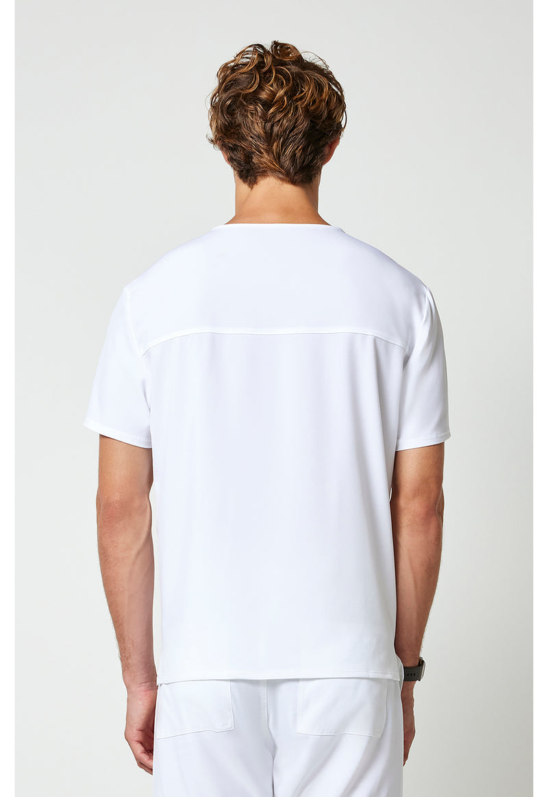 White - Cherokee Allura Men Scrub Top - Back View
