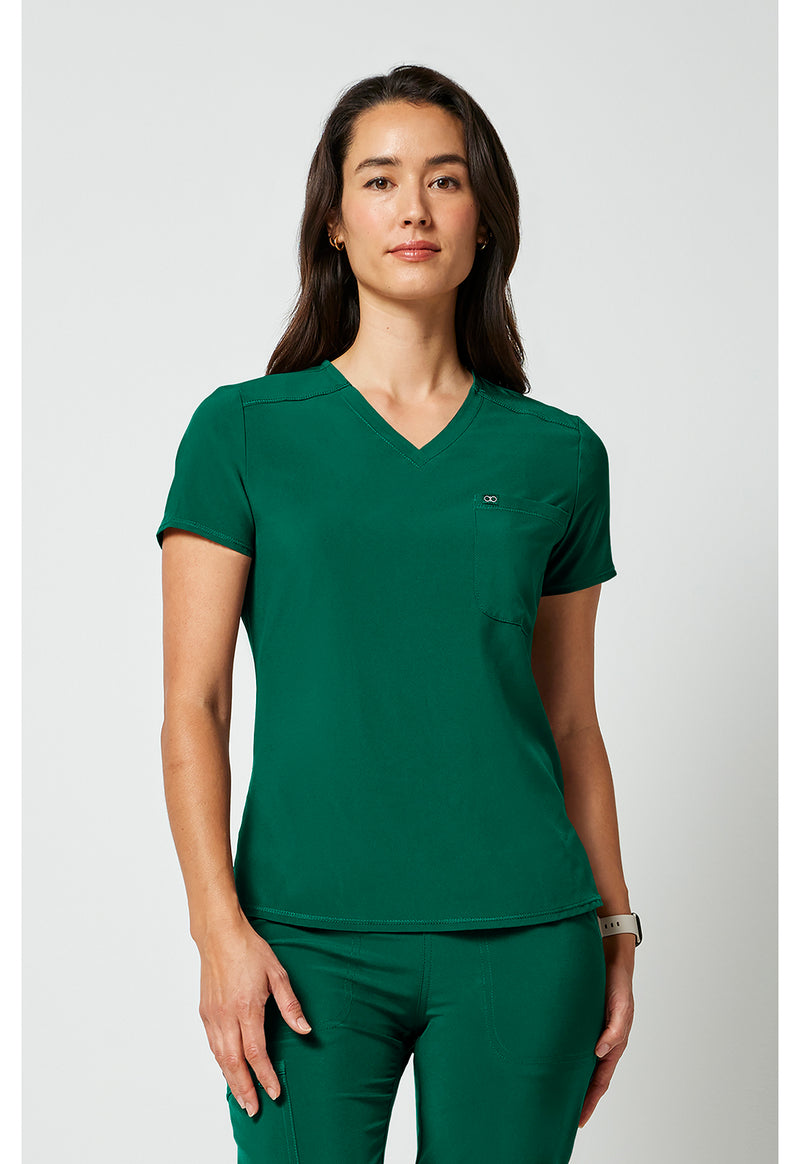 Hunter Green - Cherokee Allura Women Scrub Top - Front View