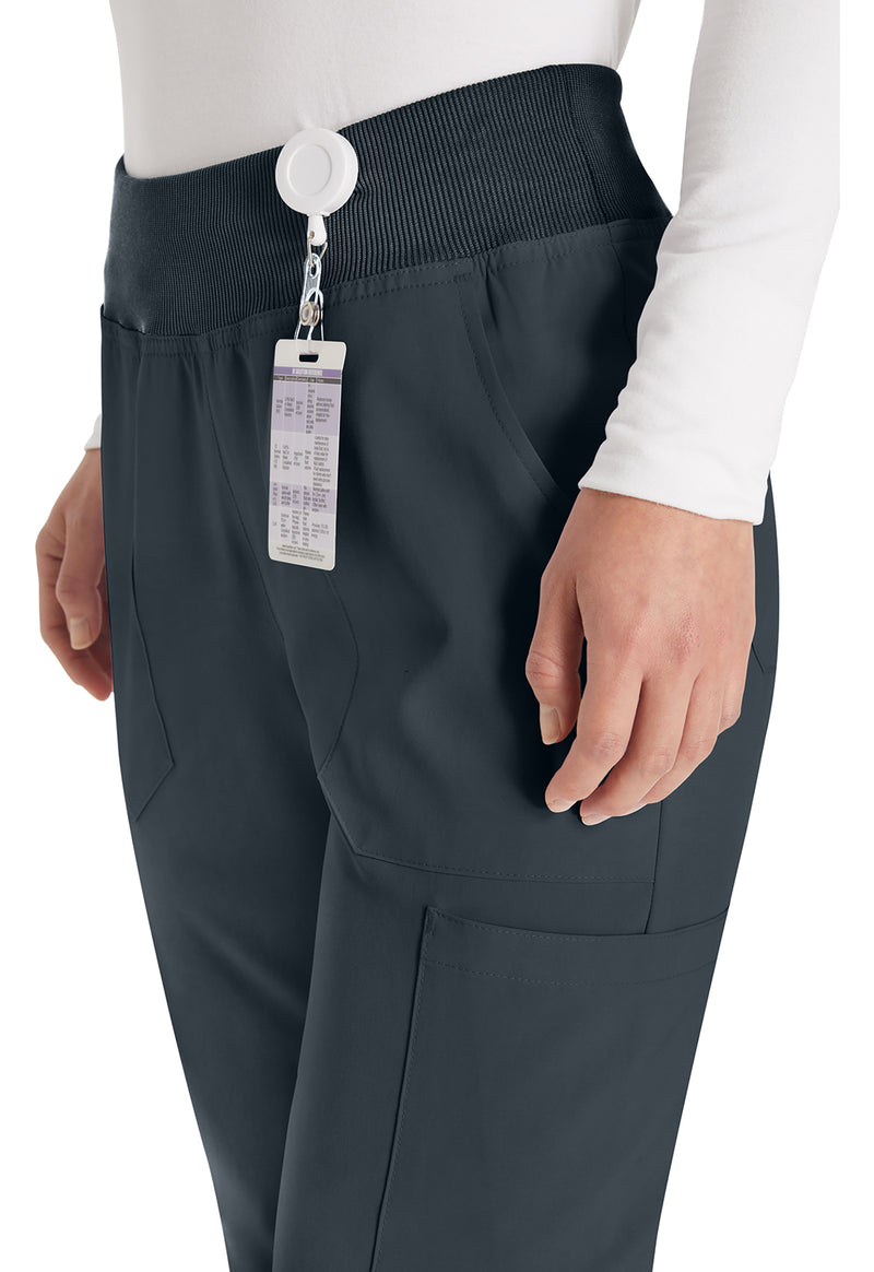 Pewter - Women's Natural Rise Tapered Leg Pull-On Scrub Pants – Petite (View 2)