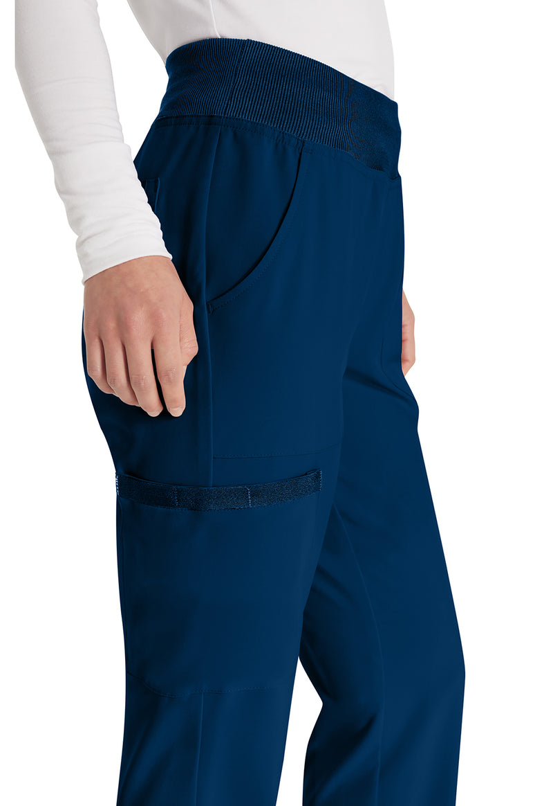Navy - Women's Natural Rise Tapered Leg Pull-On Scrub Pants – Tall (View 3)