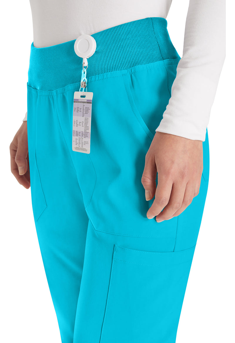 Turquoise - Women's Natural Rise Tapered Leg Pull-On Scrub Pants – Tall (View 2)