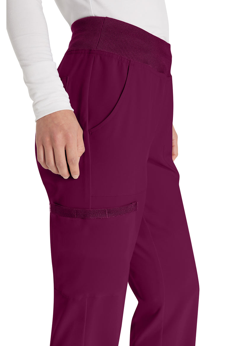 Wine - Women's Natural Rise Tapered Leg Pull-On Scrub Pants – Regular (View 3)