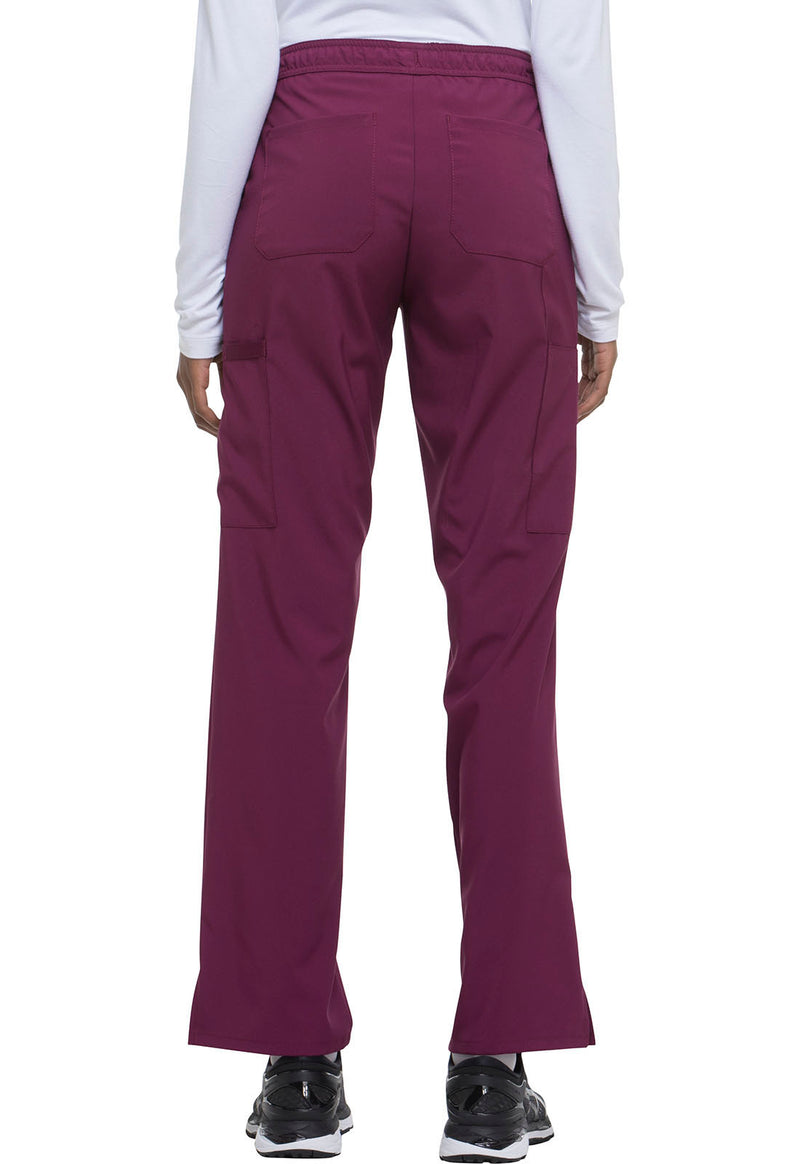 Wine - Women's Mid Rise Straight Leg Drawstring Scrub Pants – Petite (Back)