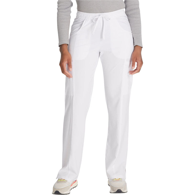 white - Mid Rise Straight Leg Drawstring Pant