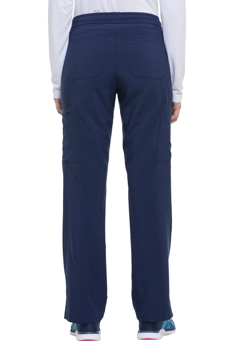 Navy - Women's Mid Rise Straight Leg Drawstring Scrub Pants – Tall (Back)