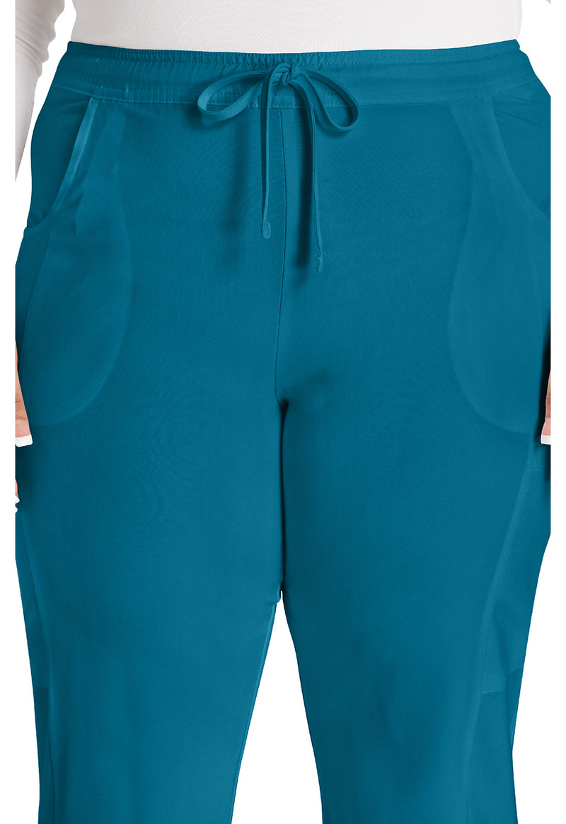 Caribbean Blue - Women's Mid Rise Straight Leg Drawstring Scrub Pants – Regular (View 3)